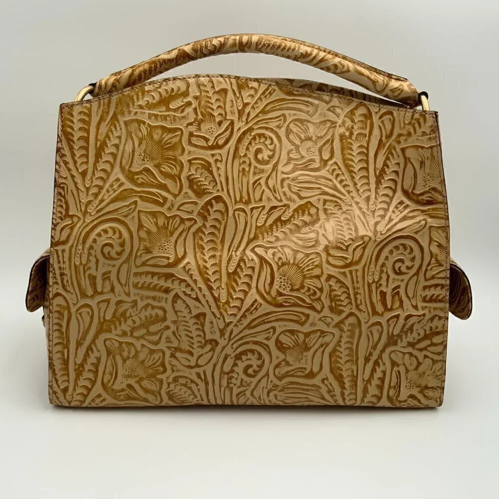 NEW Embossed Floral Gold Toned Leather HYPE Handbag
